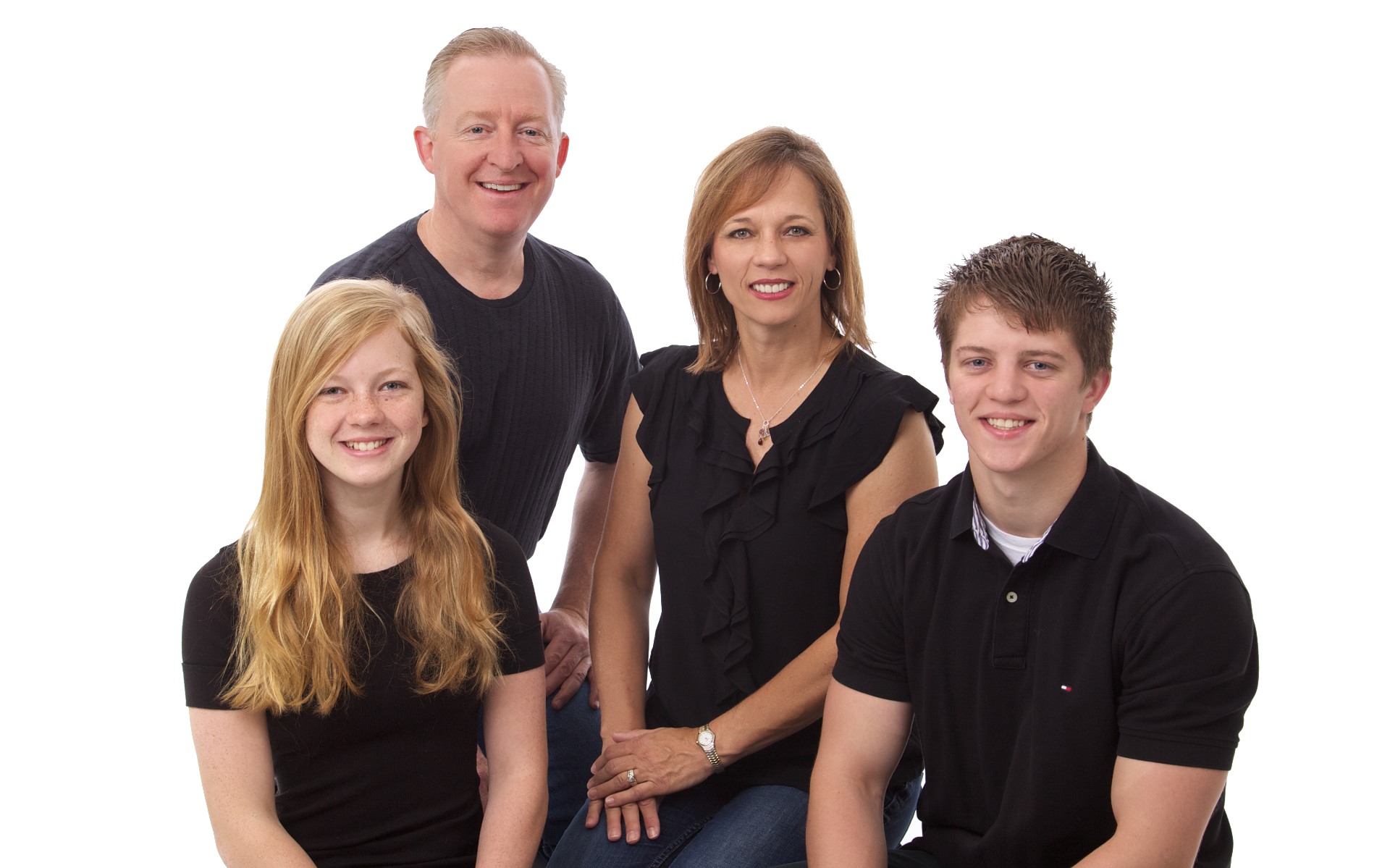 Family portrait session with white background in Dallas TX