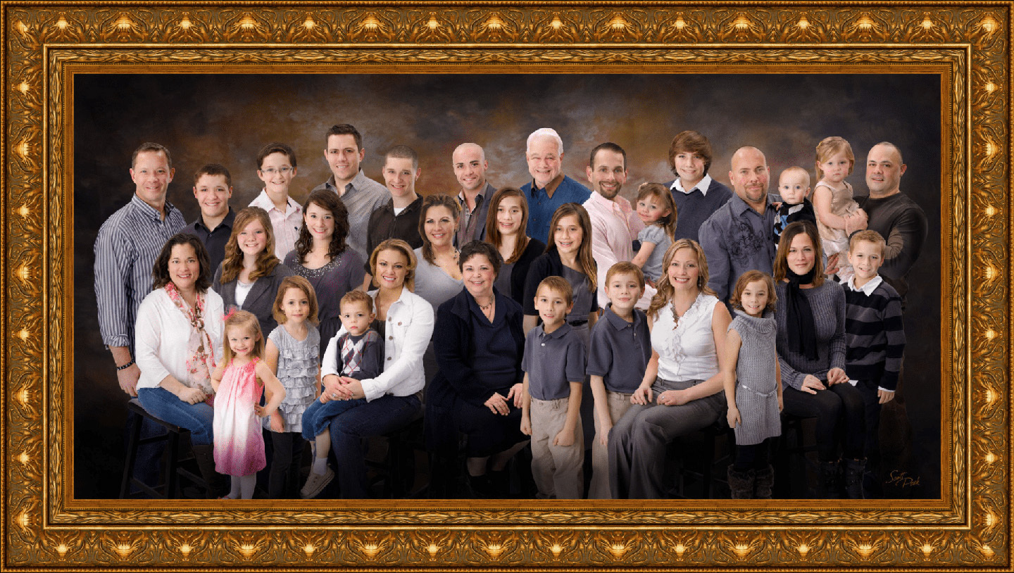 Framed extended family photography
