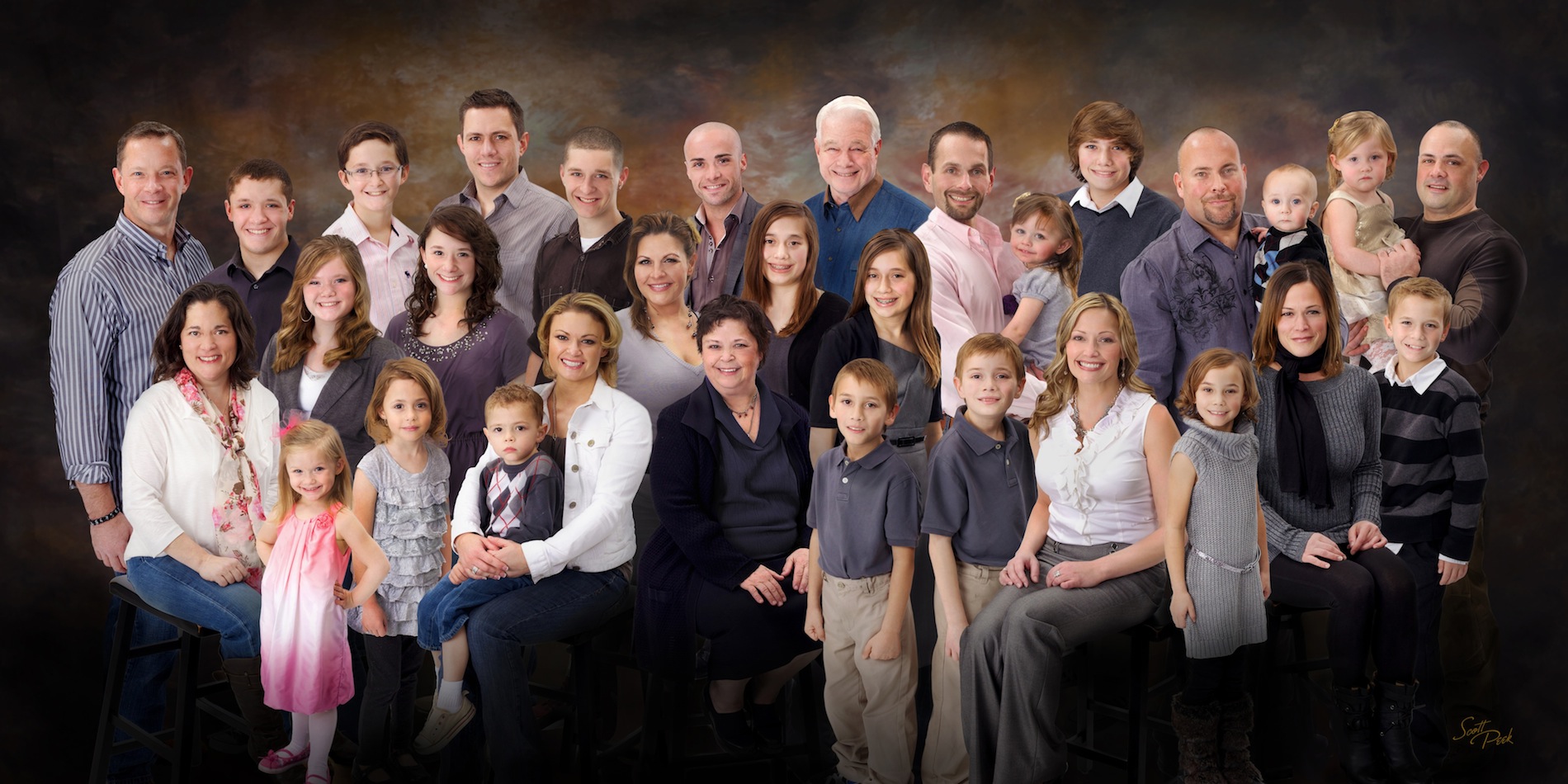 Large family portrait professional studio session North Dallas Studios